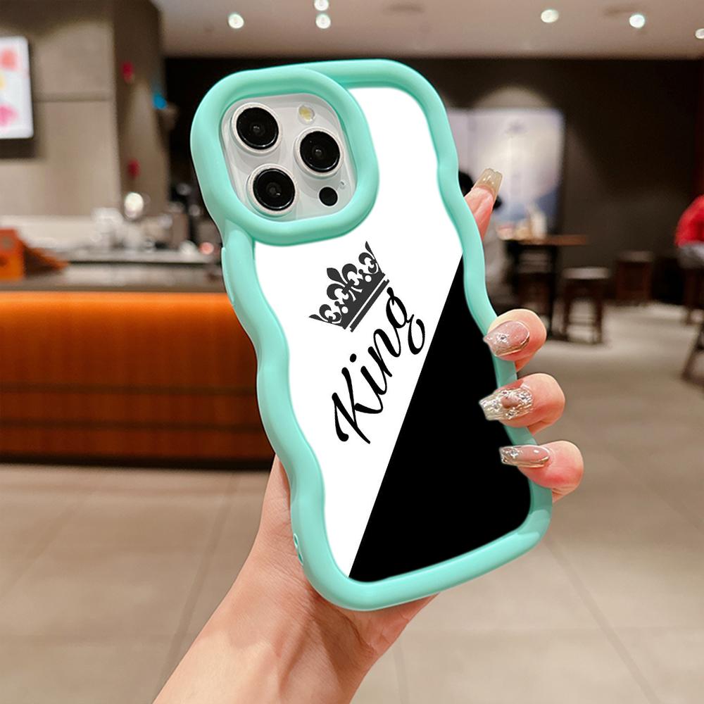 Macaron Büyük Dalga Yumuşak Telefon Kılıfı iPhone 11 12 13 14 15 Samsung A13 A14 A15 A23 A24 A25 A54 A55 Xiaomi Redmi Not 13 Kapak A17 Çift Kraliçe Kral