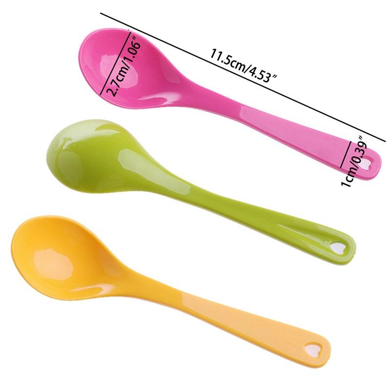 12Pcs Baby Feeding Spoon Safe Plastic Toddler Training Eating Spoon Set Food