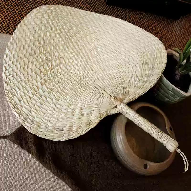 Traditional Handmade Woven Bamboo Fan for Children, Suitable for Hanfu, Summer Vintage Style Large Banana Leaf Fan