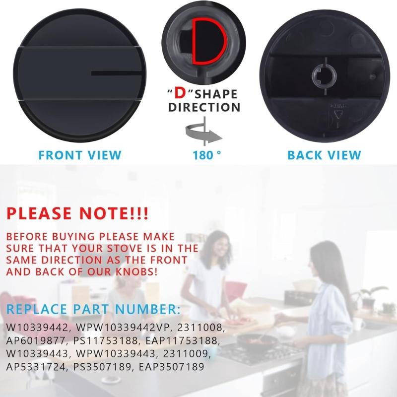 Replacement Knob For Gas Stove WFG320 WFG505 WFG510 WFG520 WFG524 Models Plastic Materials Easy To Installion