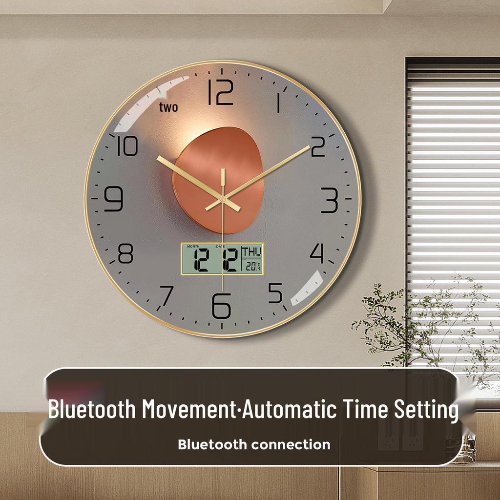 Bestselling Bluetooth Wall Clock with Automatic Time Sync, English LCD, and Perpetual Calendar - Wall-Mounted Electronic Clock