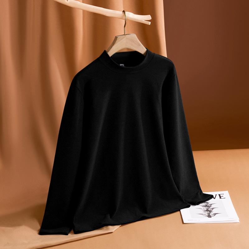 Women's Korean Style Double-Sided Velvet Long-Sleeve Turtleneck Top - Solid Color