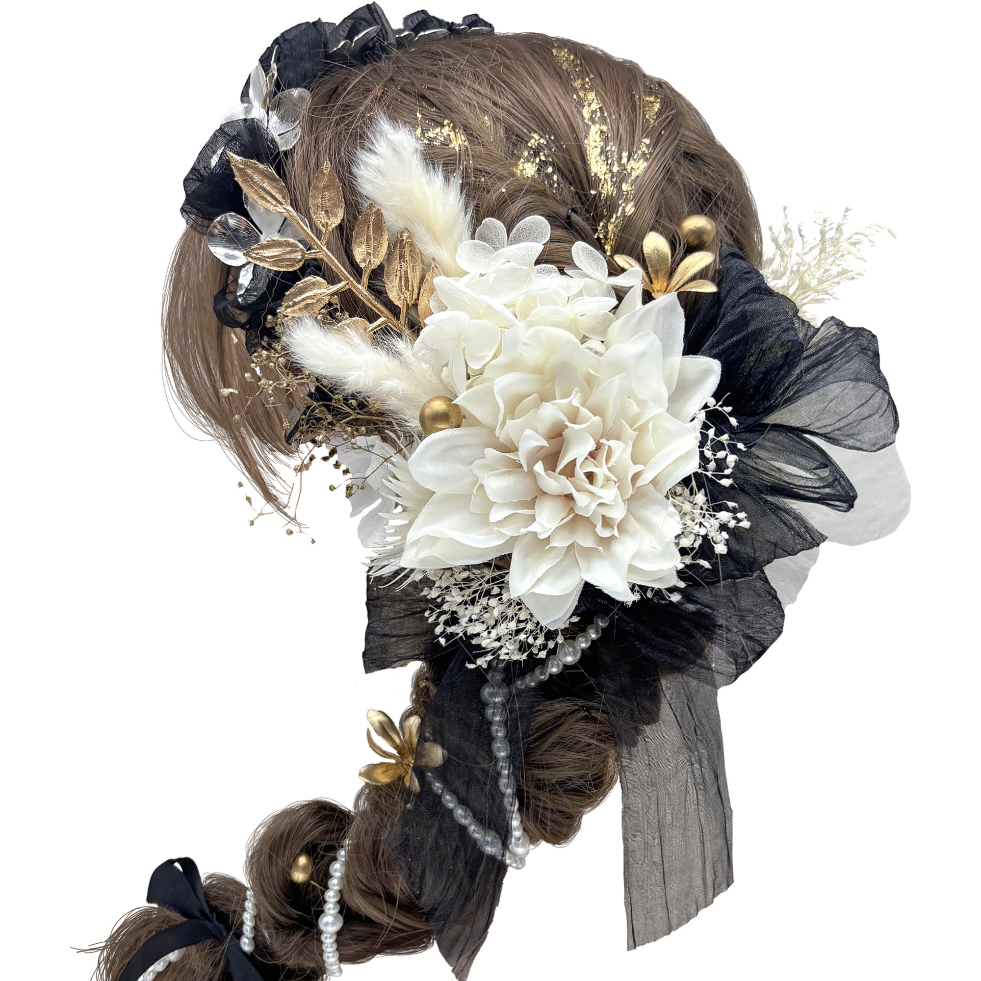 Hair accessory for Coming-of-Age Ceremony, Pre-wedding photoshoot, Dahlia, Headband, Hydrangea, Ribbon, Graduation Ceremony, Entrance Ceremony,