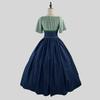 Medieval Retro Color Block Off-Shoulder Slim Fit Dress with Fly Sleeves and Big Swing Skirt - Women's Cosplay Costume