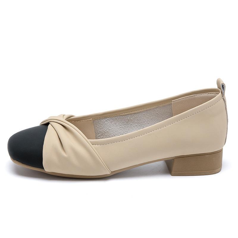 Augustine rough heel single shoes women's 2025 new summer new ladies style retro small leather shoes Mary Jane shoes