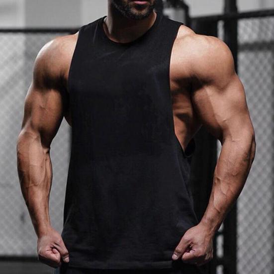 Vestă Bărbătească Culoare Solidă Largă de Vară cu Gât Rotund Fără Mâneci Top pentru Fitness