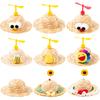 Dog Straw Hat Style Spring Pet Bamboo Dragonfly Hat, Cat Sun Hat, Cute Photography Prop for Medium and Large Dogs