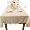 Elegant Pastoral Cotton-Linen Lace Tablecloth: Artistic, Dustproof, Non-Slip, Heat-Resistant, Hollow Design