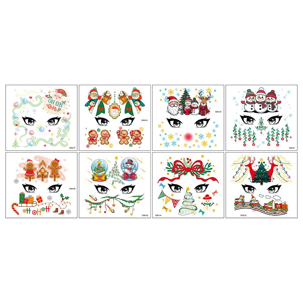 8Pcs/set Christmas Elk Tattoo Stickers Temporary Waterproof Tattoo Stickers For Face Body Tattoo Kids Christmas Party Props