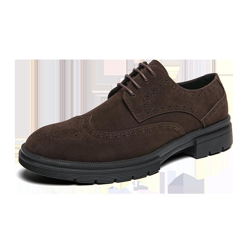 Men s Large Size Matte Leather Carved Pointed Toe Loafers: Formal & Casual 42