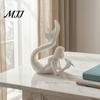 Literary Style Room Decor 3D Printed Mermaid & Starfish Figurine, Exquisite Sculpture, Ocean Small Statue for Bay Window Theme Desktop Ornament