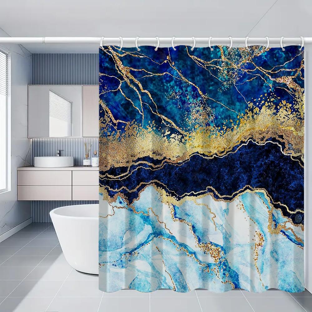 4 Piece Bathroom Decor Set With 70.8 Inch Shower Curtain Rug And Toilet Lid Cover