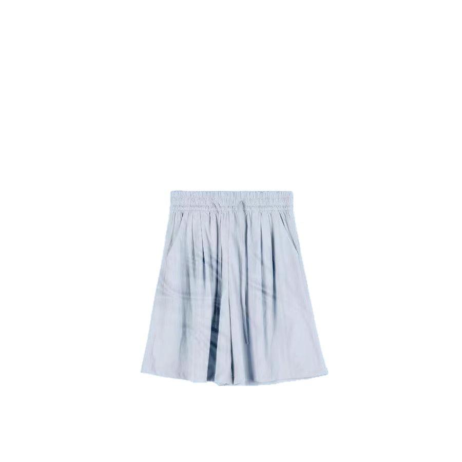 Women's High-Waist Blue Ice Silk Wide-Leg Shorts - Summer 2025 Mid-Length Casual Sportswear
