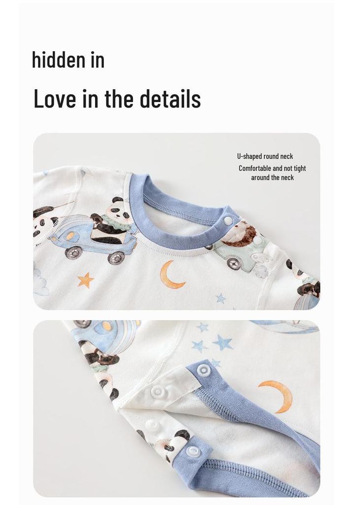 Kids' Cotton Autumn/Winter Set: Warm Long Sleeve Base Layer & Pants for Babies 0-6 Years