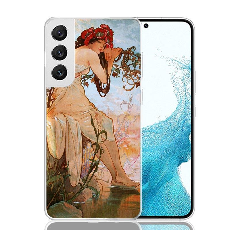 Alfons Mucha Primavera Case Phone Cover for Samsung Galaxy S24 S25 Ultra S23 Plus S22 + S21 S20 FE S10 S25Plus Trend Fundas S24