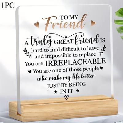 1PC Friends Appreciated Acrylic Tabletop Ornament - Multipurpose Living Room and Office Ornaments Transparent Friendship Plaques, Ornaments
