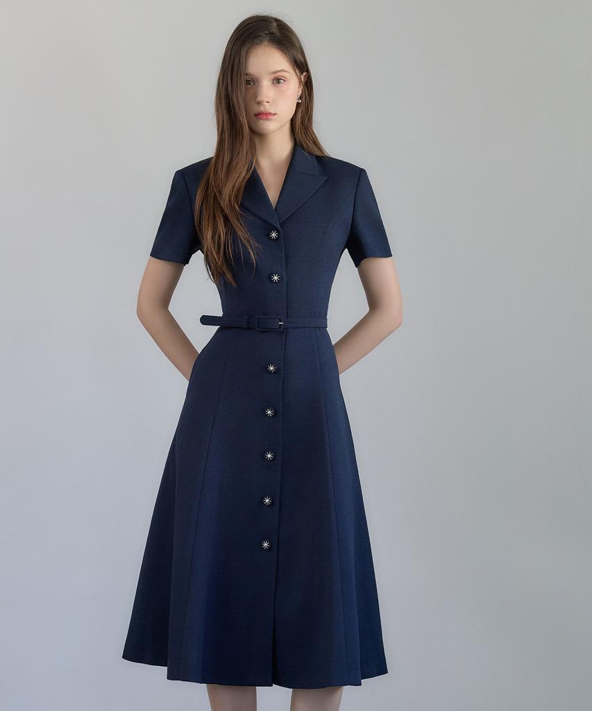 Julie And Kara 26Hs Love By You Jo Summer Tweed Dress Navy Wedding Guest Look Ceremony Look