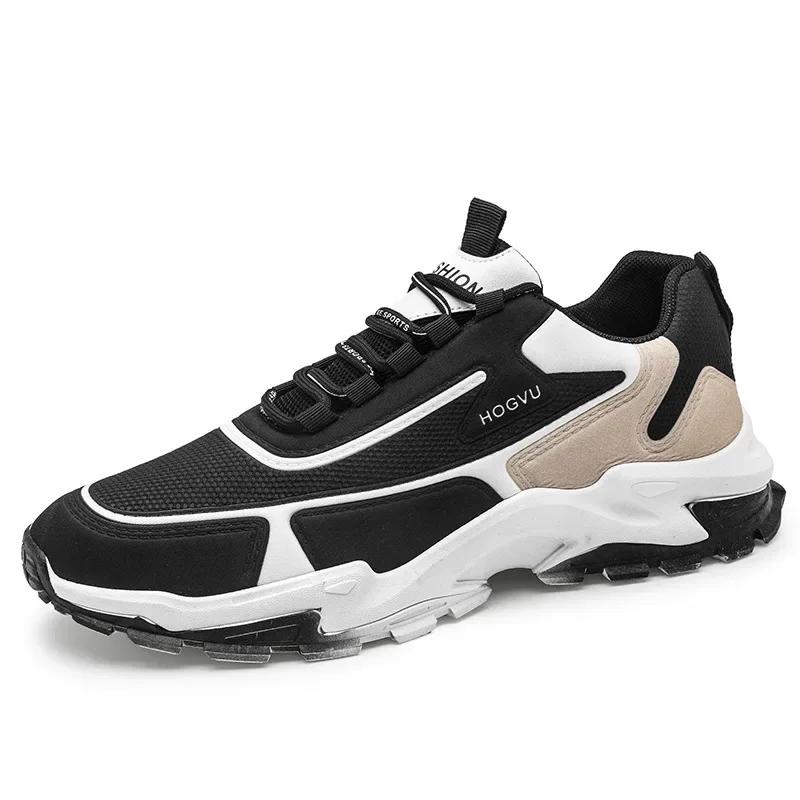 Fashion Men's Sneakers  Mesh Breathable Trendy Lace Up Thick Soled Korean Version Casual Running Shoes Comfort Sports Shoes 2024