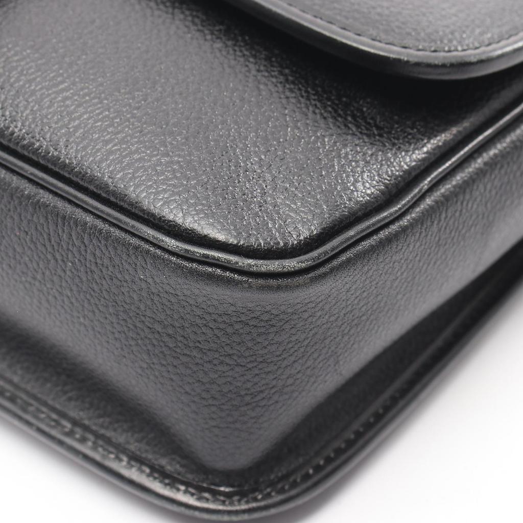 Used YVES SAINT LAURENT logo Shoulder Bag Leather Black Used Women