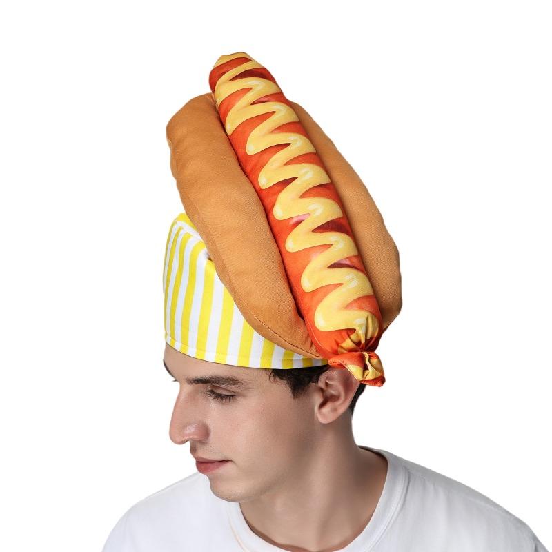 Adult Funny Hot Dog Hats Food Party Halloween Costume Accessories for Men Women