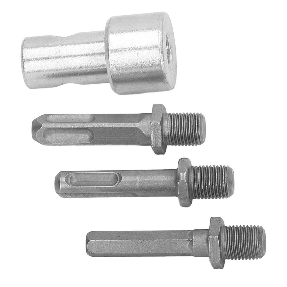 4 PCS Carbon Steel Drill Bit Adapter 2 Pits 2 Slots SDS Shaft Earth Auger Adapter Stable Connection Round Shank Drill Adapter