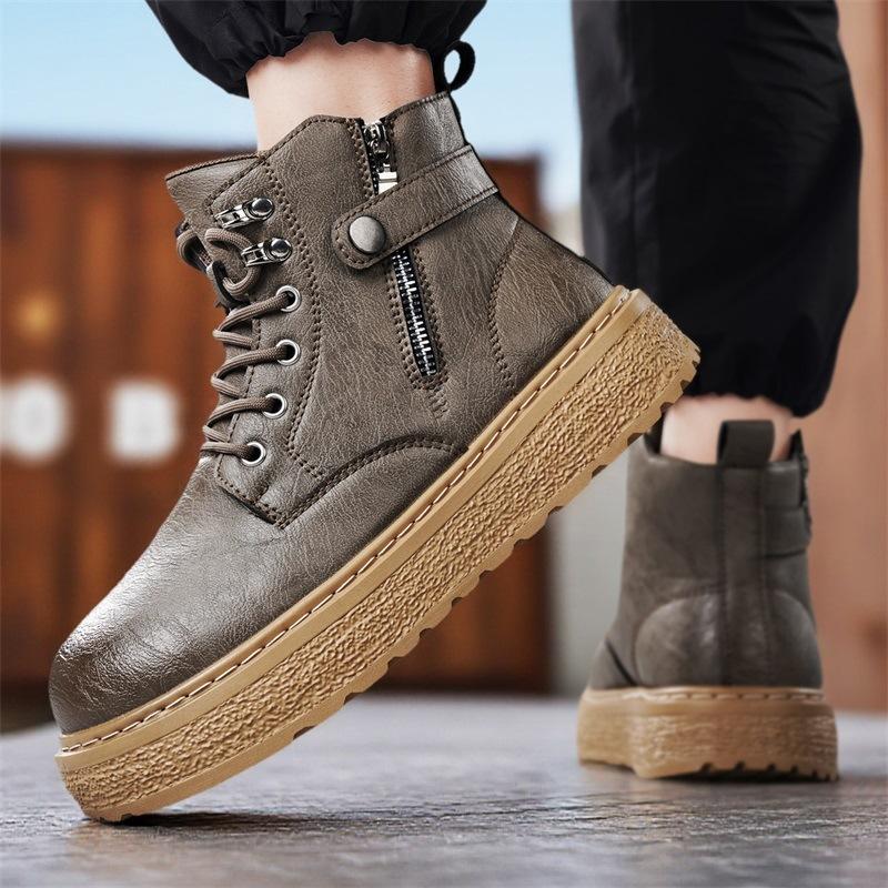 Autumn and winter solid color dirt-resistant high-top Martin boots hard-soled wear-resistant boots outdoor non-slip stitching labor insurance shoes