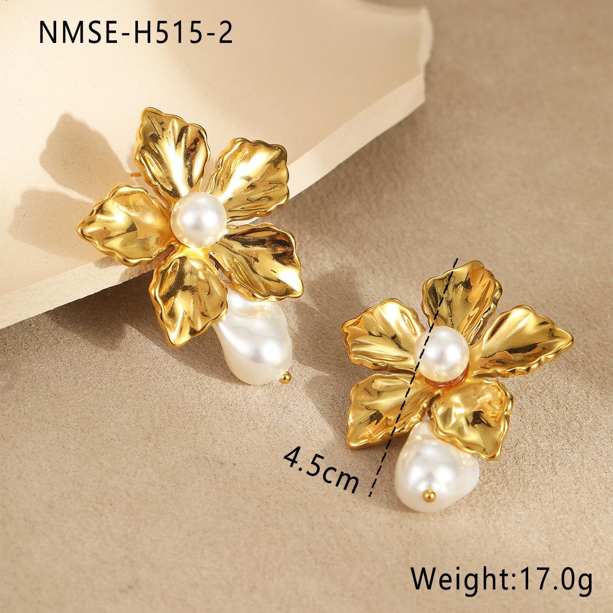 GEMCHIC Women s Vintage Baroque Pearl Flower Stainless Steel 18K Gold Plated Earrings Luxury Light Luxury Earrings for Women