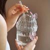 400ML Glass Cup with Lid and Straw, Butterfly Design Round Glass Drinkware, Multipurpose for Coffee, Milk, Cold Drinks, Juice
