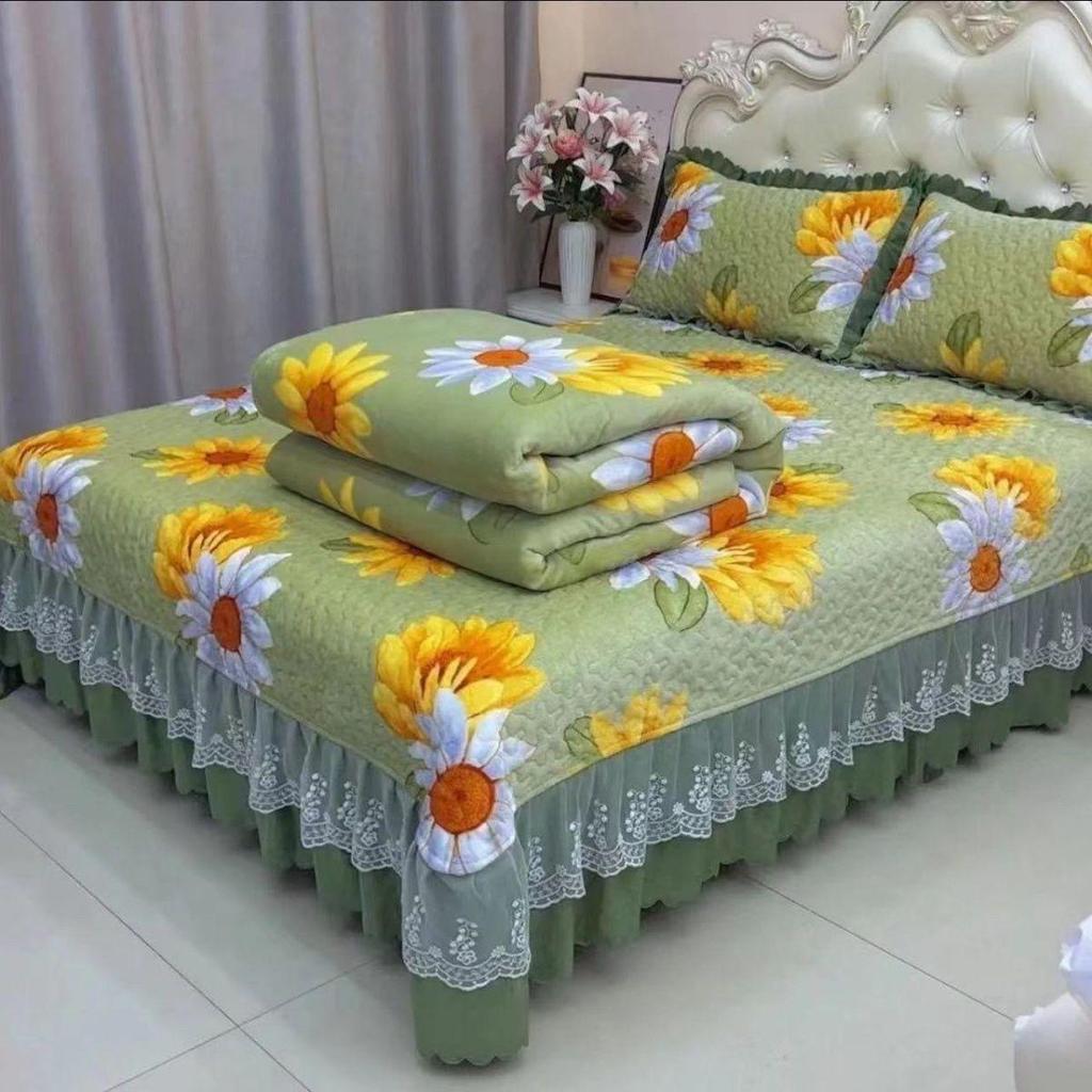 Plüsch Flanell Samt 4-teiliges Quilt-Set mit extra dickem Milchsamt und Korallenfleece