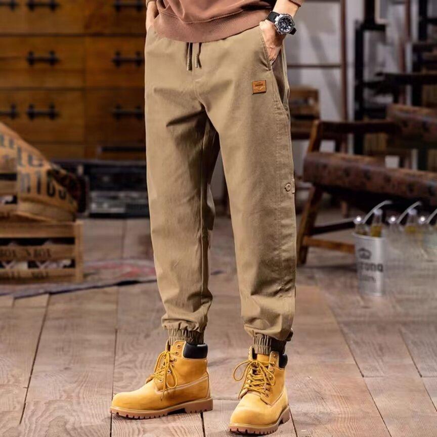 

Летние рабочие брюки мужские свободные тонкие завязки для ног нишевые повседневные брюки 5XL