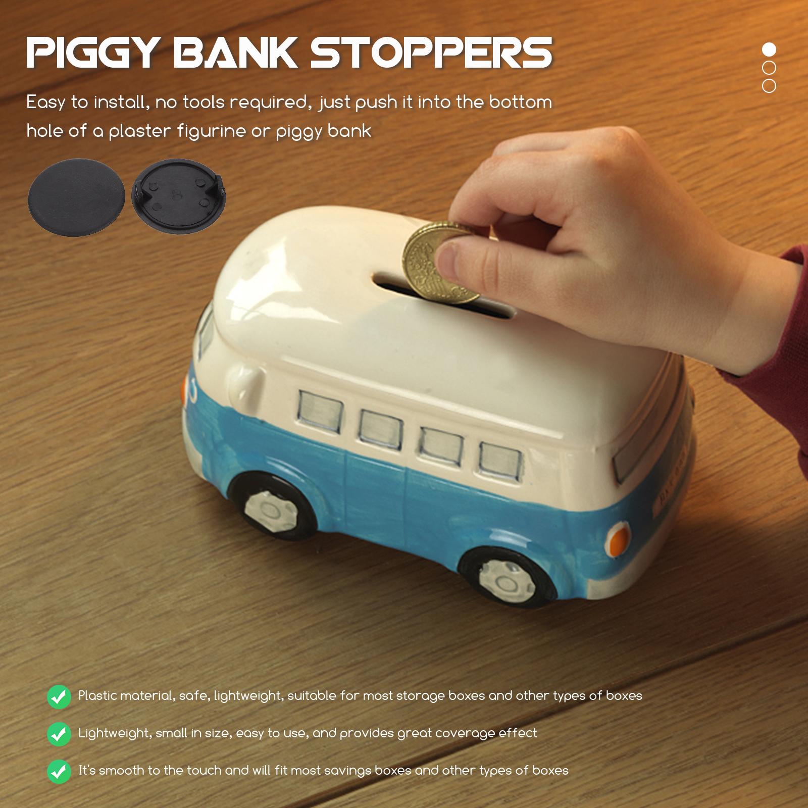 

20Pcs Plastic Piggy Bank Plug Round Bottom Stopper for Money Saving Box Lightweight Small Size Great Coverage Effect Reusable 4.5X4.5X0.9CM