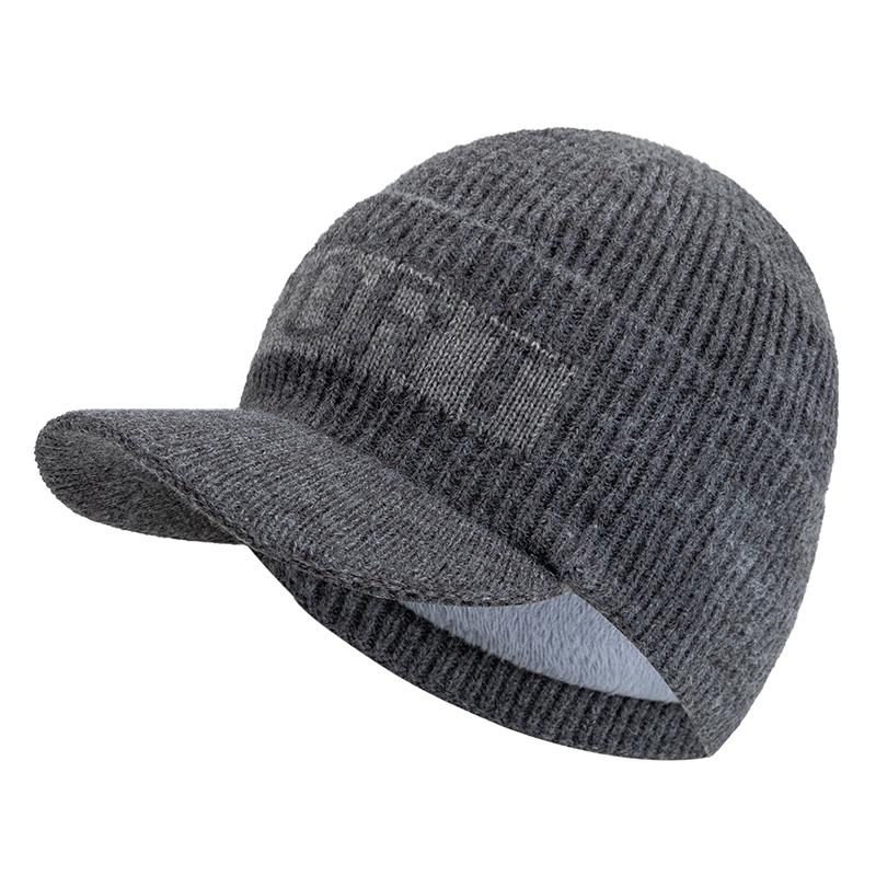 

Модная зимняя шапка нового стиля, вязаная теплая шапка-бини с меховой подкладкой и козырьком, стильные шапки для мужчин, уличная утепленная лыжная спортивная вязаная теплая шапка 55cm-60cm