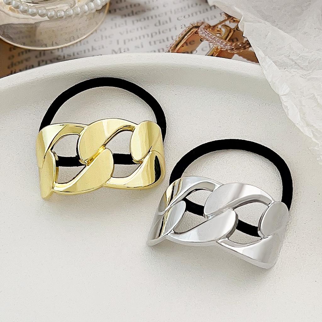 4Pcs Metal Circle Hair Cuff Elastic Hair Band Hair Ties Ponytail Holder Hair Rope Accessory for Women Girls