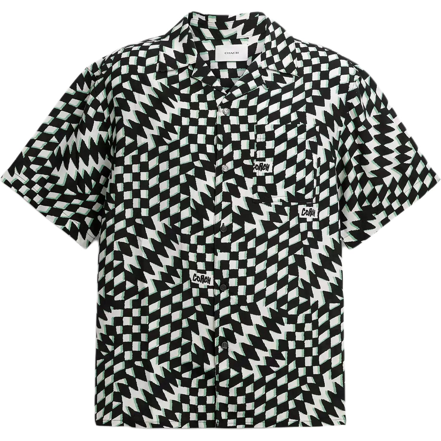 

Coach Geometric Pattern Button Down Short Sleeve Shirt Men shirts CBD32-VCR S