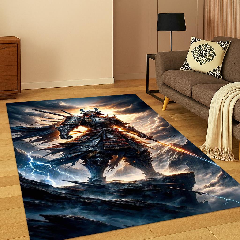 Dywanik 3D Japoński Samuraj Bushido Katana Kreskówkowy Dywanik do Salonu Sofa Dom Sypialnia Wycieraczka Dekor, Obszar Antypoślizgowy do Zabawy dla Dzieci