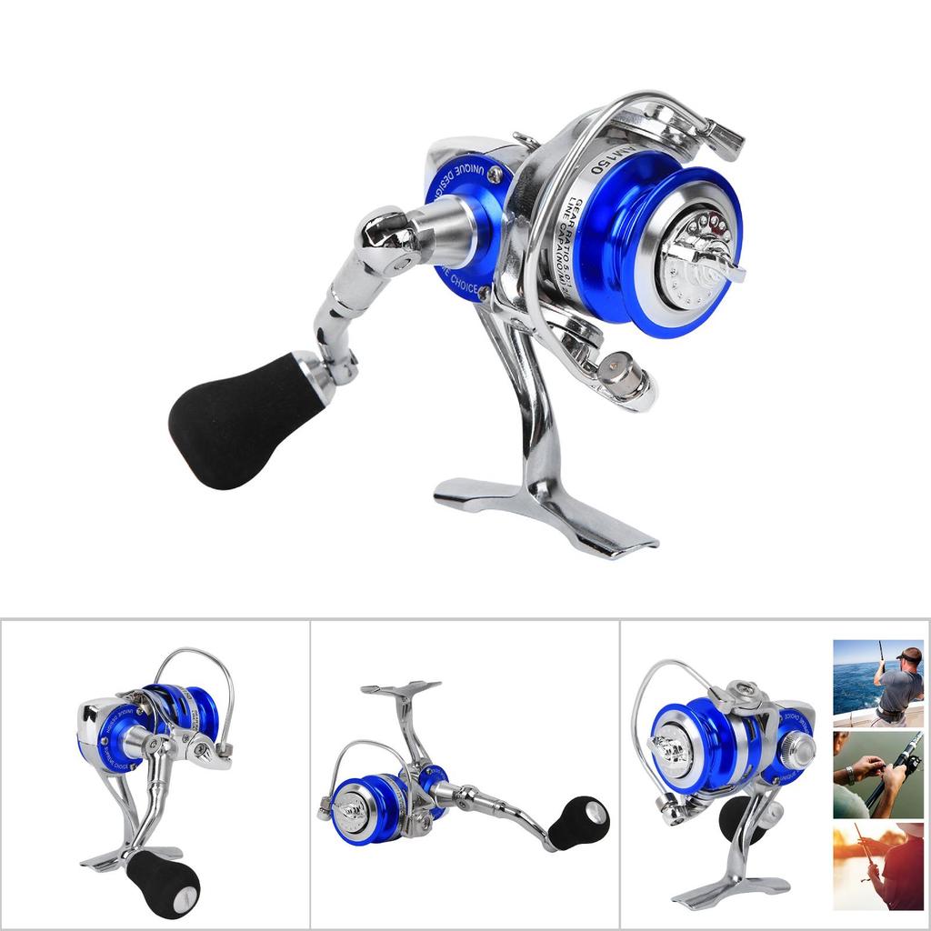 All Metal Mini Ice Winter Rock Sea Fishing Lure Spinning Reel Fishing Ling Wheel Tackleblue silver