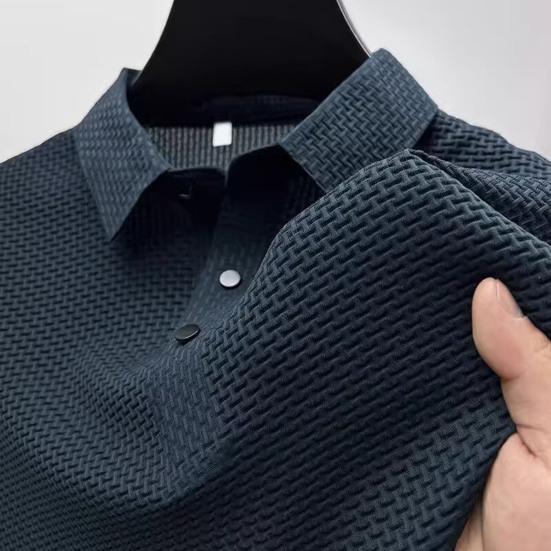 Lapel-T-skjorte for menn, kortermet ensfarget sommer-t-skjorte Hurtigtørkende Uformelt golftopp for jobb Ferie Street Golf
