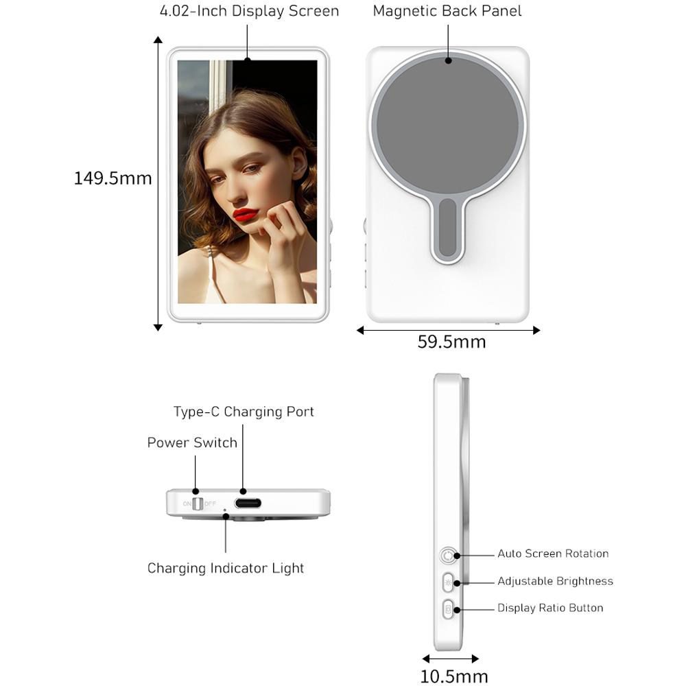 Wireless Magnetic selfie screen splitter, rear Display for phone, Mirror & screen projector for easy selfies & multitasking
