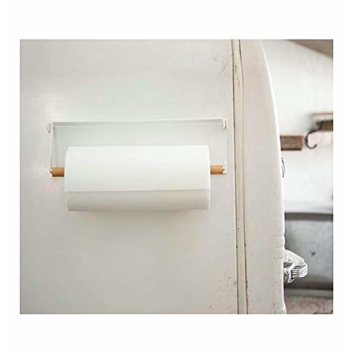 Yamazaki Tosca One-Hand Cut Magnetic Kitchen Paper Holder, White, Approx. W30.5 X D2.5 X H9.5cm, 3530