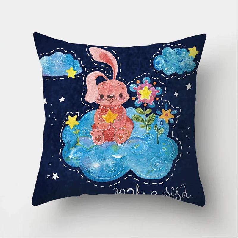 Cloud Star Rainbow Pattern Decorative Cushions Pillowcase Polyester Cushion Cover Throw Pillow Sofa Decoration Pillowcover