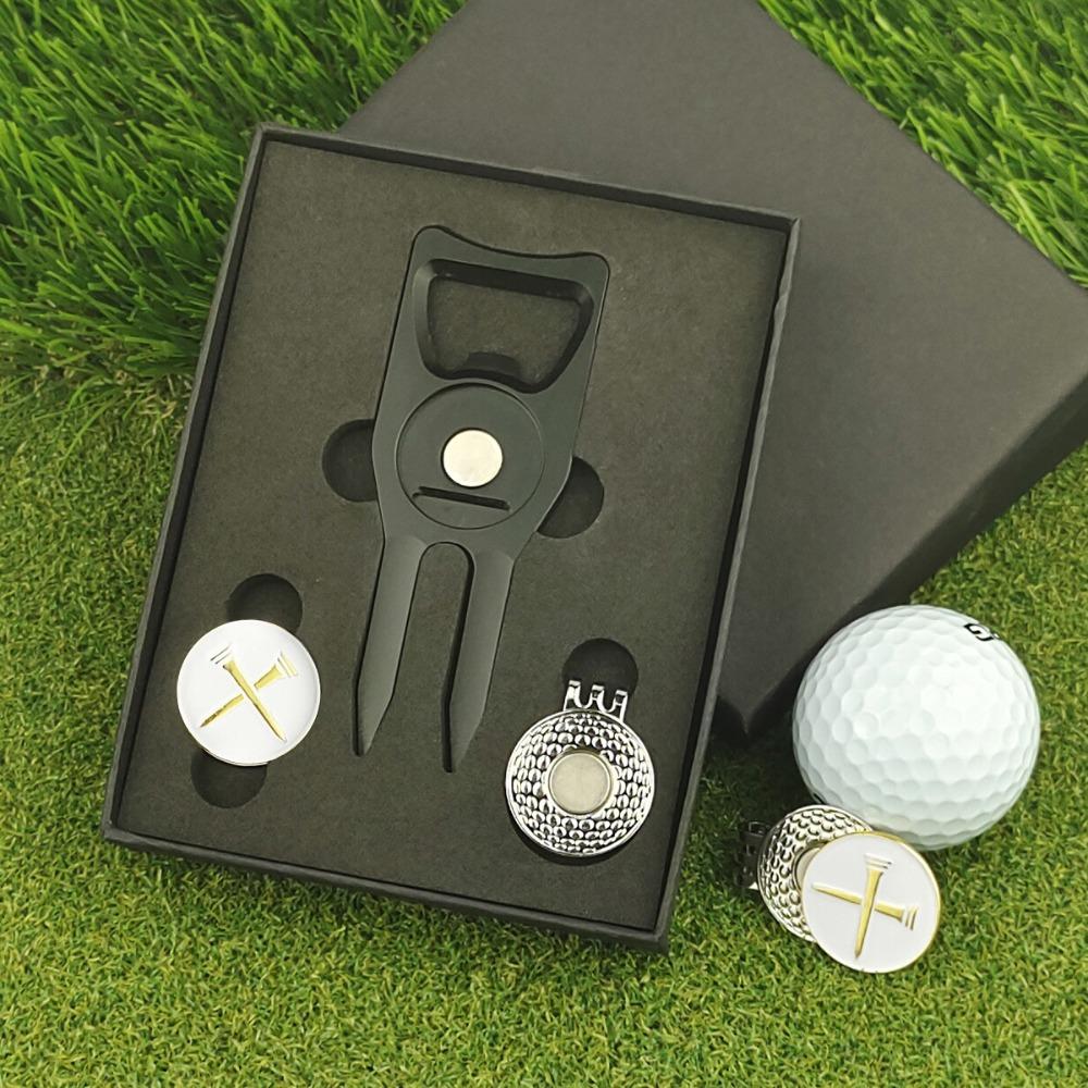 Marker Golf Ball Fork Golf Cap Clip Golf Ball Marker Hat Clips Green Fork Marker Set Golf Products