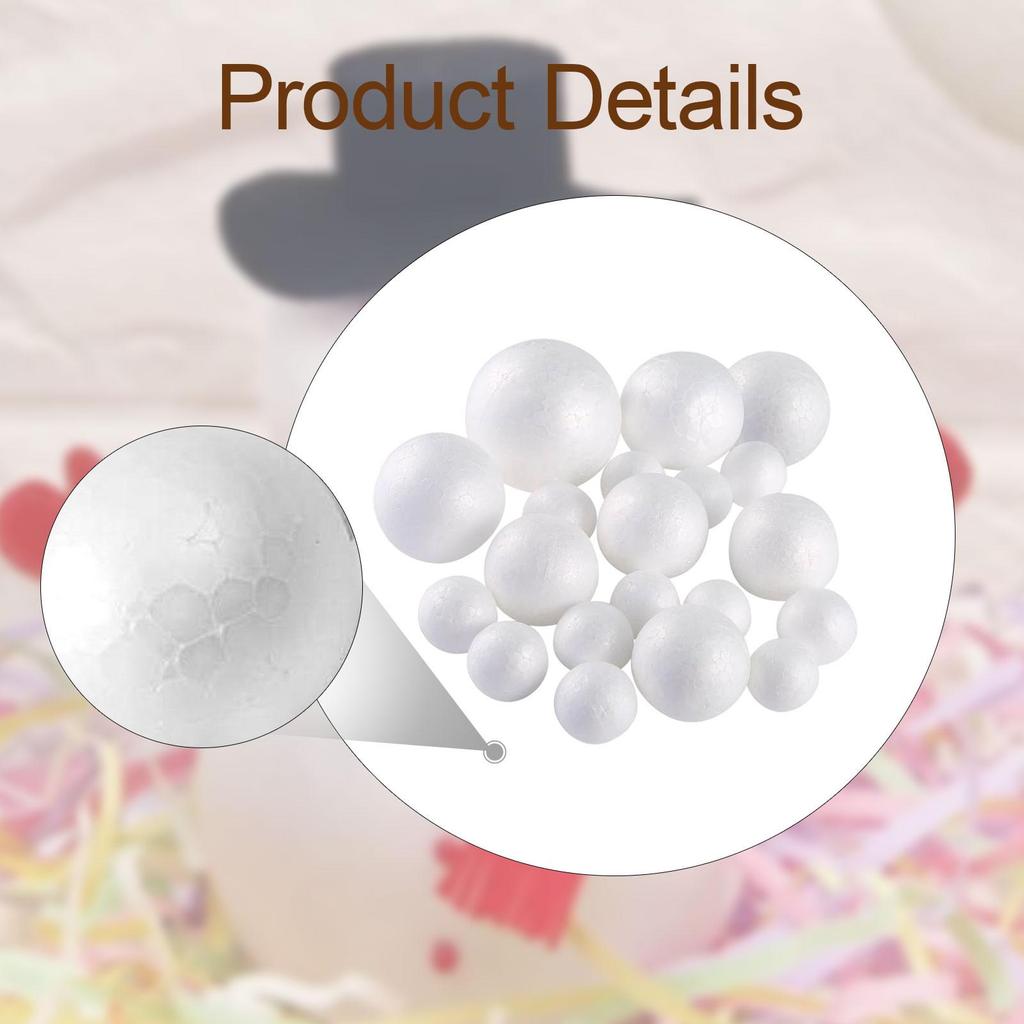 Mixed Size Foam Balls for Crafting Polystyrene DIY Foam Balls for Holiday Decoration & Christmas Art Projects Fun Arts Modeling