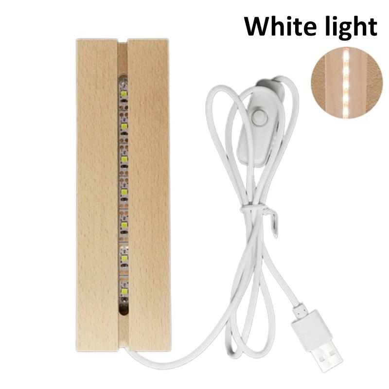 Creative Rectangular Night Light Base Indoor Decor Atmosphere Lamp Craft 3D Acrylic LED Base Suitable Holiday Gift USB Powered