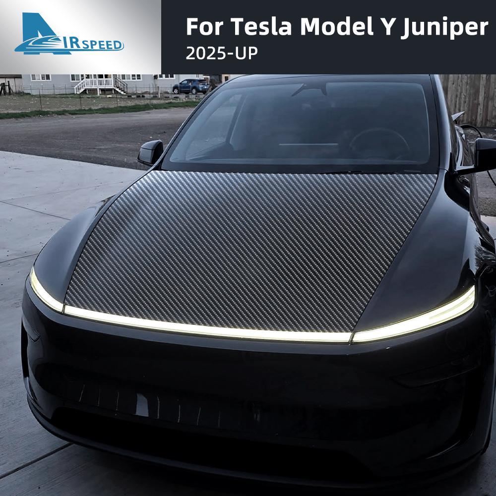 Carbon Fiber Pattern PPF Car Paint Protection Engine Film Trim for Tesla Model 3 Model Y 2020-2025 Highland 2025 Juniper 2025-up