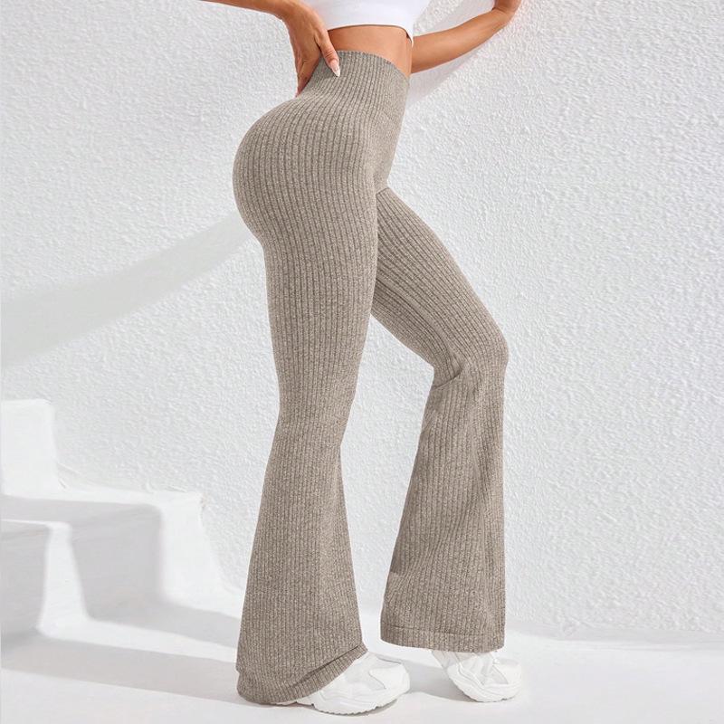 Calças Femininas de Cintura Alta Boca de Sino Esportivas Justas Confortáveis Design Elástico Ideal para Exercício e Uso Diário