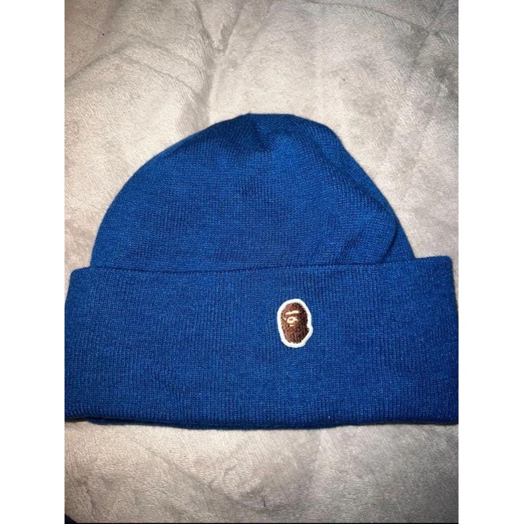 Used A BATHING APE Knit Hat Beanie Blue