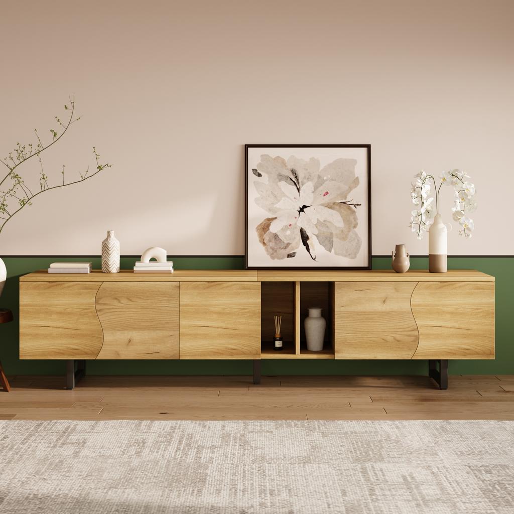 Five-Door TV Cabinet, TV Stand, TV Panel, Lower TV Stand. Unique Design. 191 X 38 X 46.5 Cm (L X W X H)