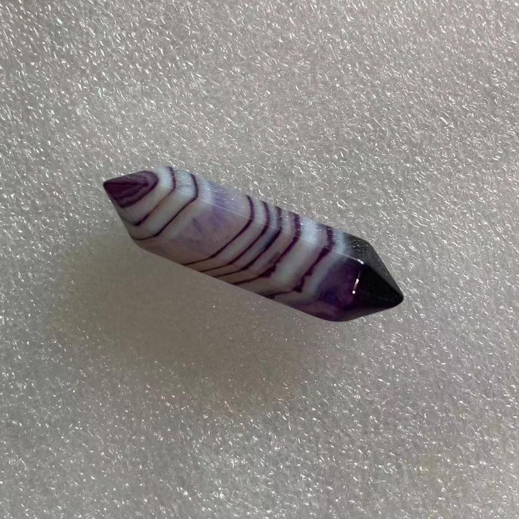 32x8mm Natural Stone Crystal Double Pointed Hexagonal Column Pendant Necklace