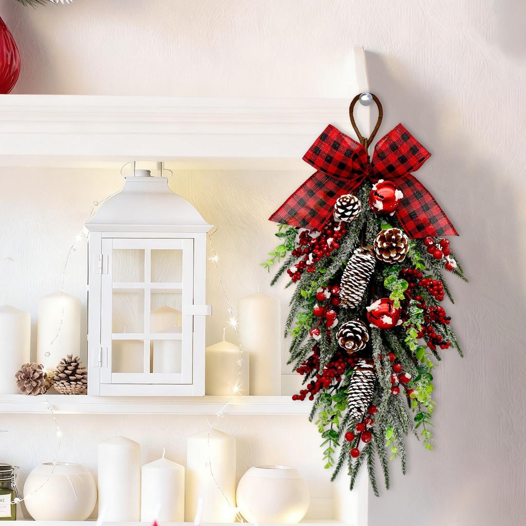 2Stk 60cm Simulierter Wandbehang Weihnachtsbaum Überkopf Weinrebe Grüne Pflanze Feiertagsdekoration