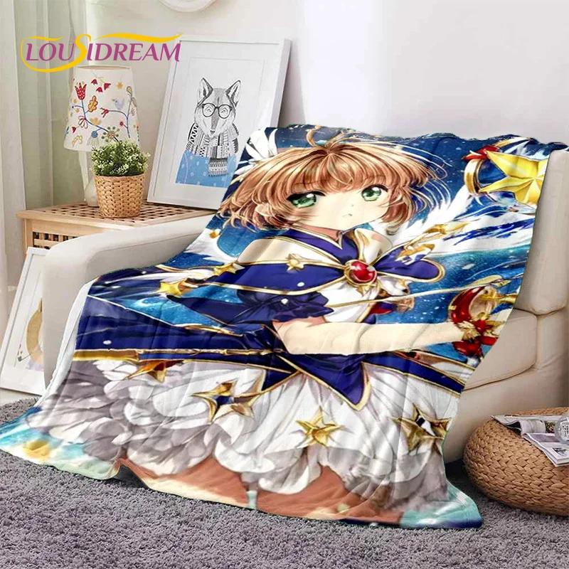 Cartoon Cute Sakura Card Captor Girl Soft Blankets,Keep Warm Throw Blanket Comfortable Blanket for Picnic Beds Sofa Home Bedroom